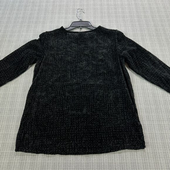 Eileen Fisher Petites Shirt Small PS Black Burnout Velvet Geometric Whimsygoth - Picture 4 of 8
